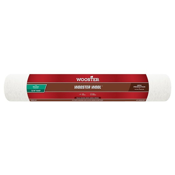 Wooster 18" Paint Roller Cover, 3/4" Nap Nap, Wool 0RR6330180